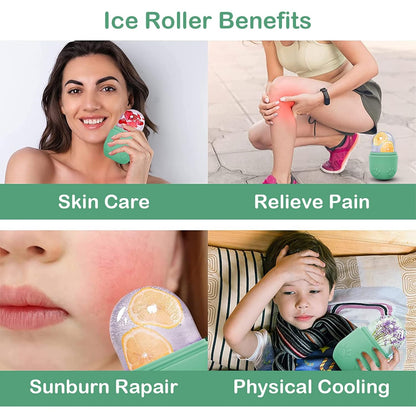 Face Ice Roller, Ice Cube Roller for Eye Puffiness Relief, Silicone Icer Tool for Face and Neck to Relieve Fine Lines Puffiness Pores Wrinkles (Green)