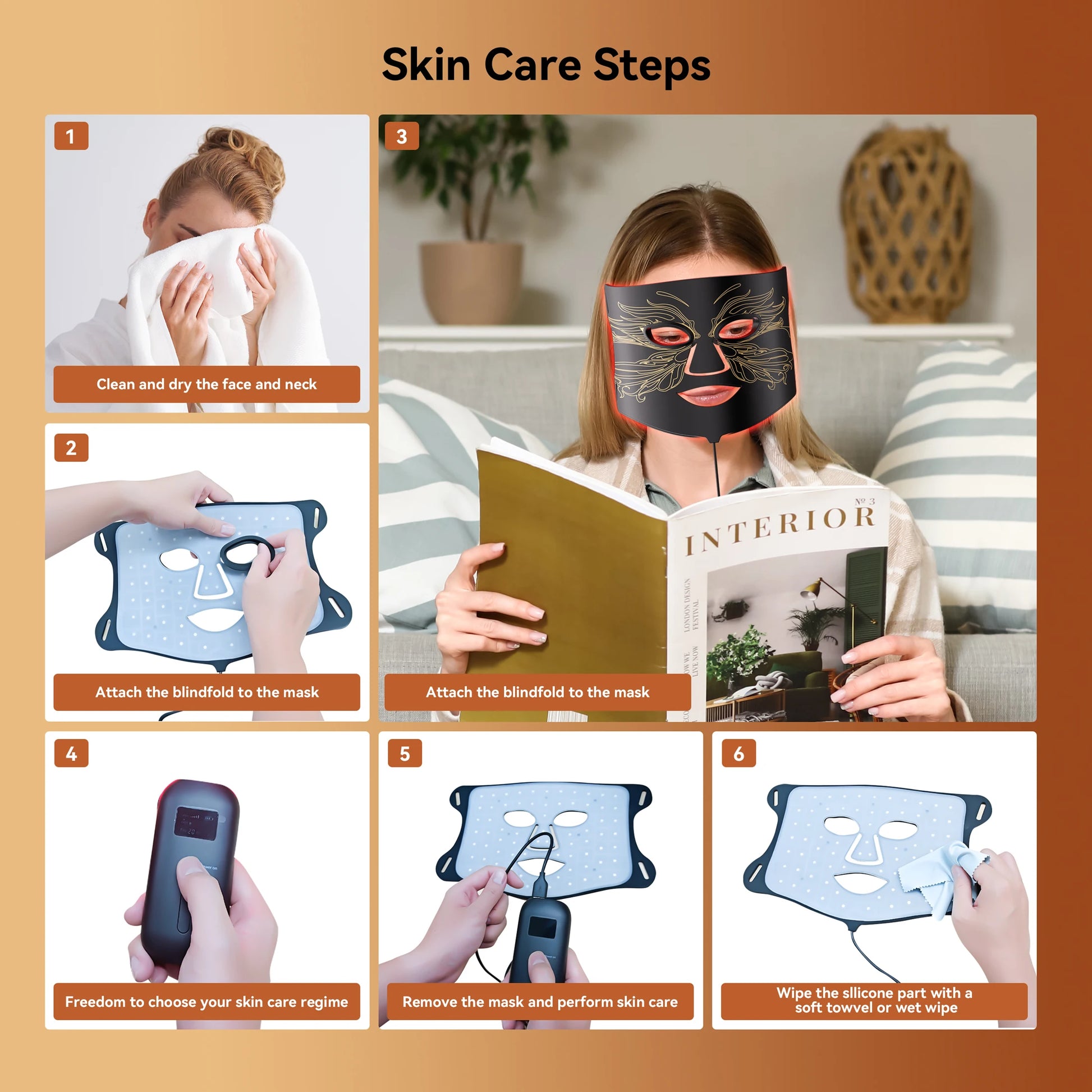 LED Photon Face Mask 66 Beads with Ice Pack 2500Mah Battery Home Skin Rejuvenation
