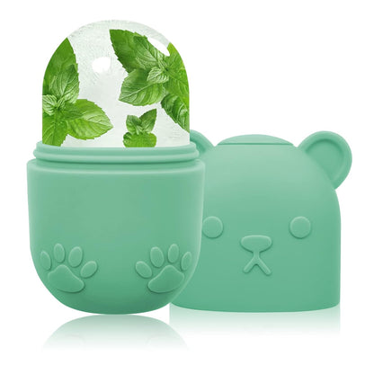 Face Ice Roller, Ice Cube Roller for Eye Puffiness Relief, Silicone Icer Tool for Face and Neck to Relieve Fine Lines Puffiness Pores Wrinkles (Green)