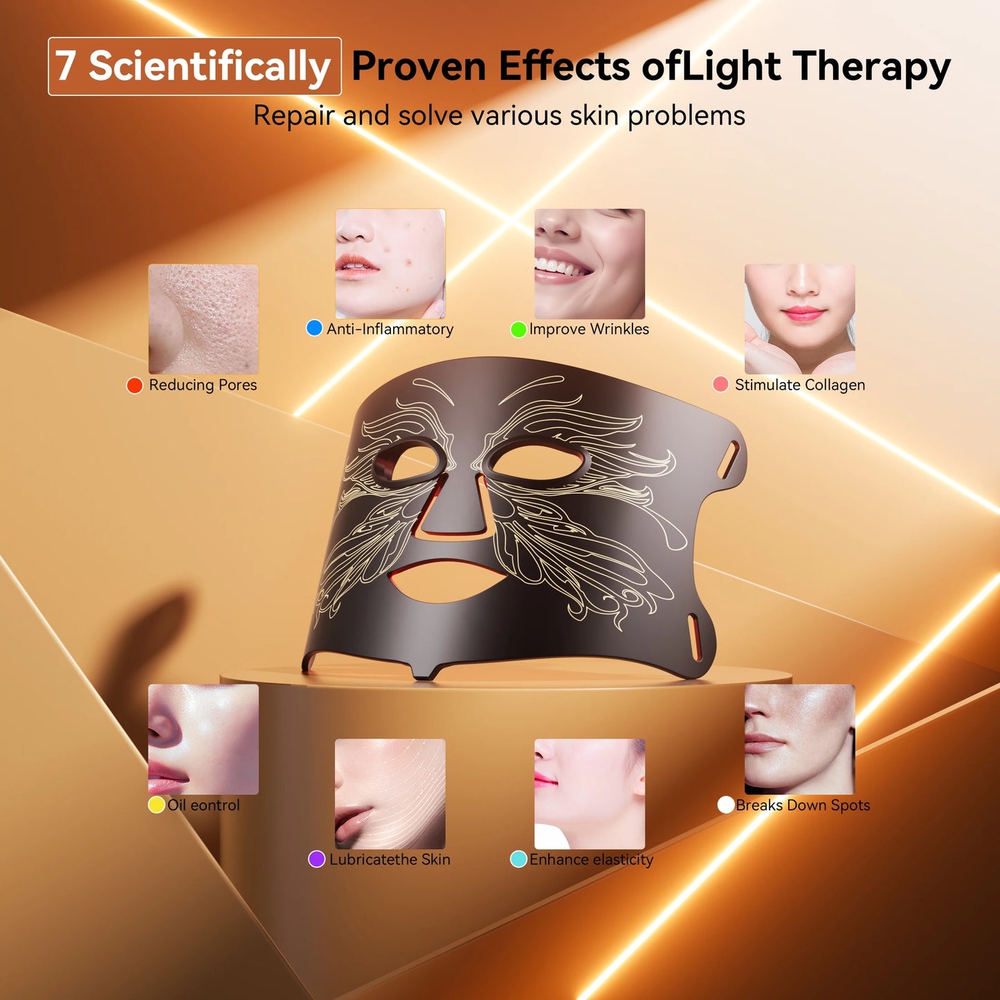 LED Photon Face Mask 66 Beads with Ice Pack 2500Mah Battery Home Skin Rejuvenation
