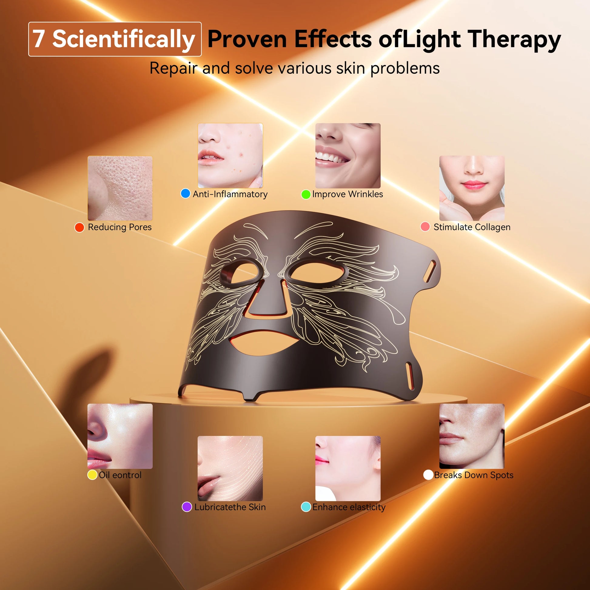 LED Photon Face Mask 66 Beads with Ice Pack 2500Mah Battery Home Skin Rejuvenation